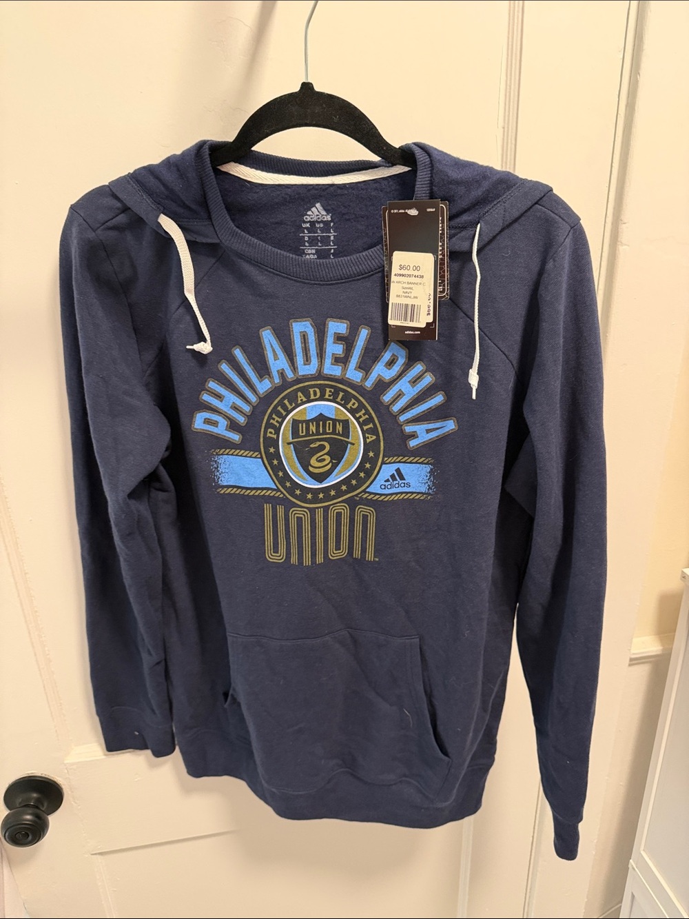 adidas Navy Philadelphia Union Crewneck Hooded Sweatshirt